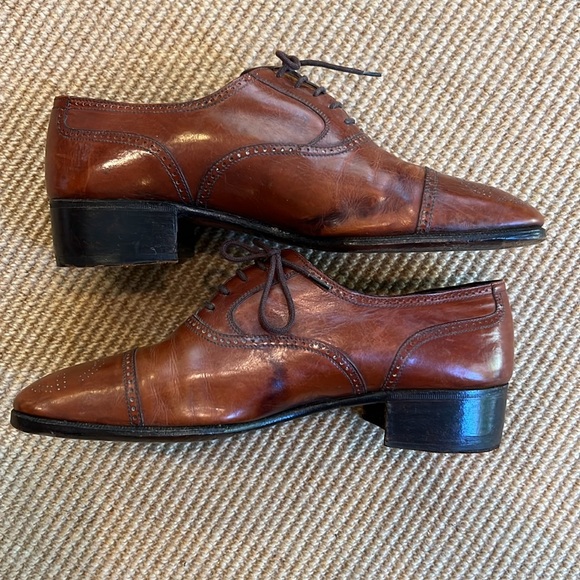 Vintage Men’s Gucci Light Brown Leather Oxford Shoe - Logo on Toe - Picture 11 of 12